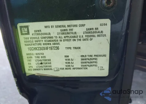 2004 Chevrolet Silverado 2500Hd Ls z USA, uszkodzony, nr VIN 1GCHK23UX4F197236